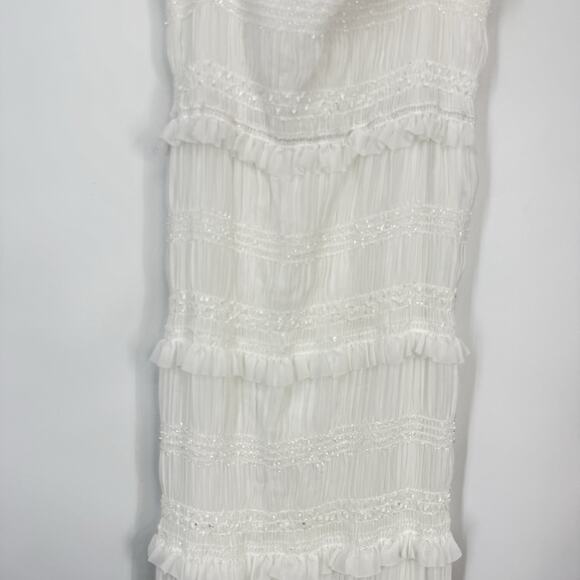 Commense Spaghetti Strap Tiered Maxi Dress size XL White Sparkle Bodycon NEW - Picture 3 of 16